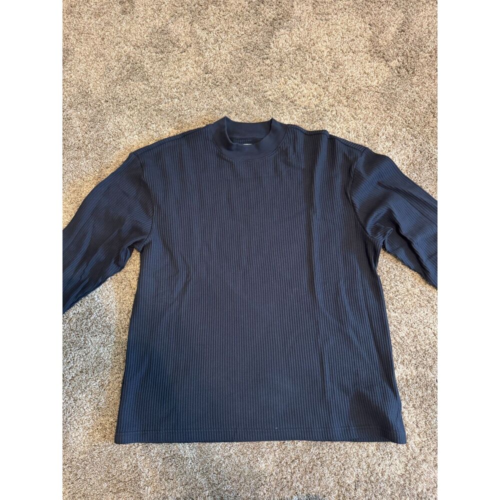 Old Navy Men’s Large Ribbed Long SLeeve Dark Navy Textured Tee